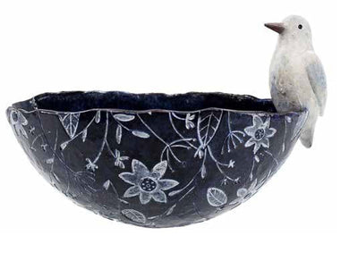Wall Pot with Bird [Col:WHITE PATTERN]