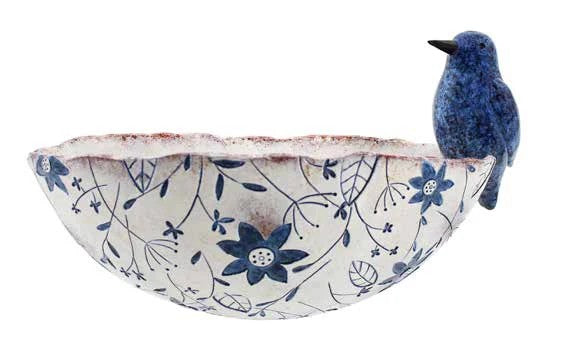 Wall Pot With Bird [Col:BLUE PATTERN]