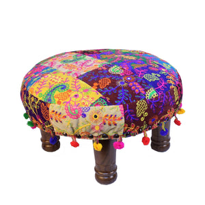 Velvet Covered Wooden Stool