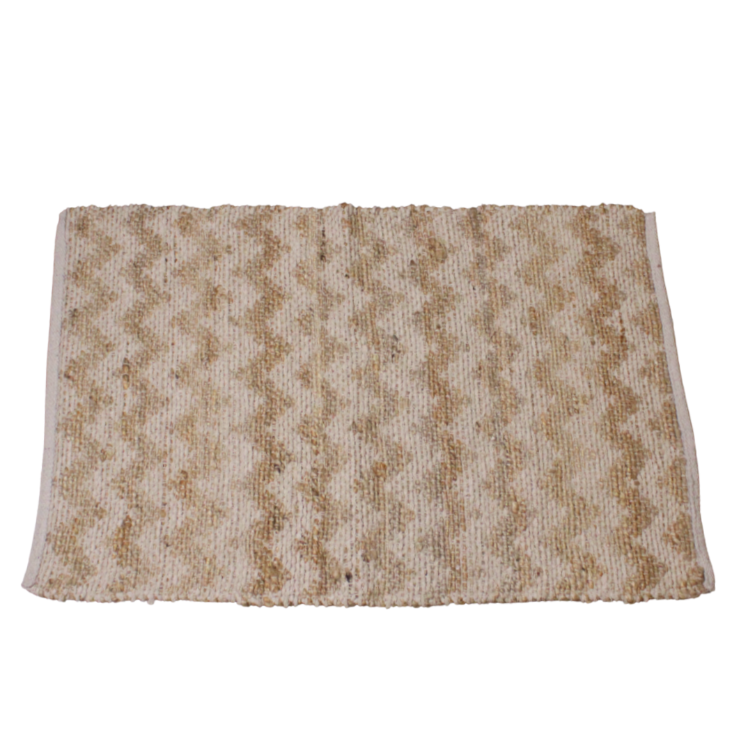 JUTE & CHENILLE FLOOR MAT (WHITE) 60X90CMS