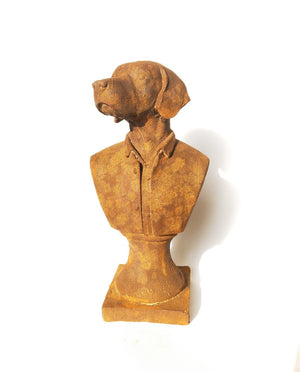 DOG HEAD STATUE CAST IRON [Col:RUST]