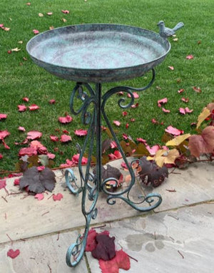 BIRD BATH ON STAND [Col:GREEN]