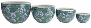 VINTAGE GREEN PATERN PLANTER [Sz:Small]