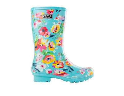 Roma EMMA MID WOMEN'S RAIN BOOT [Sz:6 Col:TURQUOISE FLORAL]