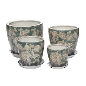 OLIVER FLORAL ROUND POT W/SCR [Sz:Small]