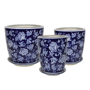 MAGNOLIA BL/WH PLANTER W/SCR [Sz:Small]
