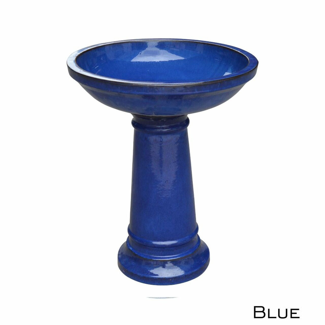 Terracotta Glazed Bird Bath [Col:BLUE]