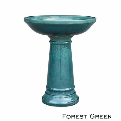 Terracotta Glazed Bird Bath [Col:GREEN]