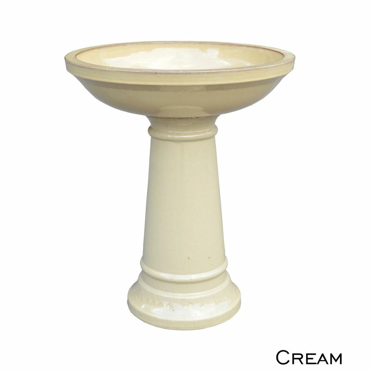 Terracotta Glazed Bird Bath [Col:CREAM]