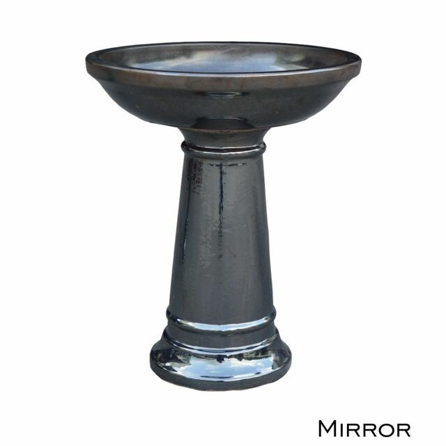 Terracotta Glazed Bird Bath [Col:MIRROR]