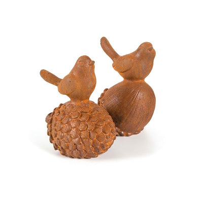 BIRD ON ACORN & NUT CAST IRON