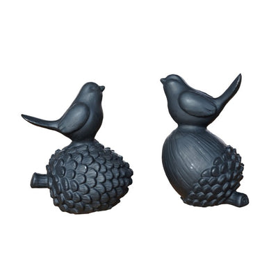 BIRD ON ACORN & NUT CAST IRON [Col:BLACK]