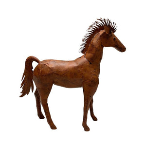 HORSE STATUE METAL RUST LOOK 