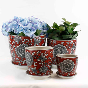 Straight Planter Red Flowers [Sz:Small]