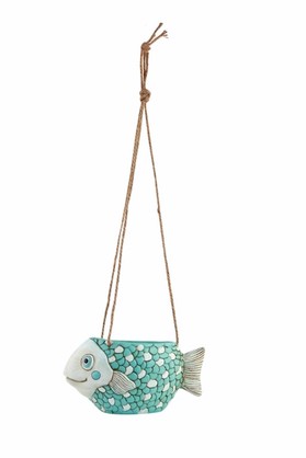 HANGING BLUE FISH PLANTER 