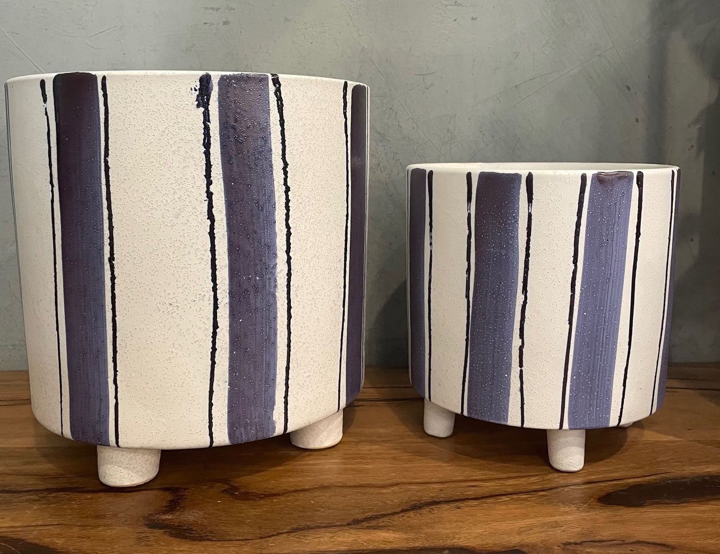 Blue White Stripe Planter [Sz:XTRA LARGE]
