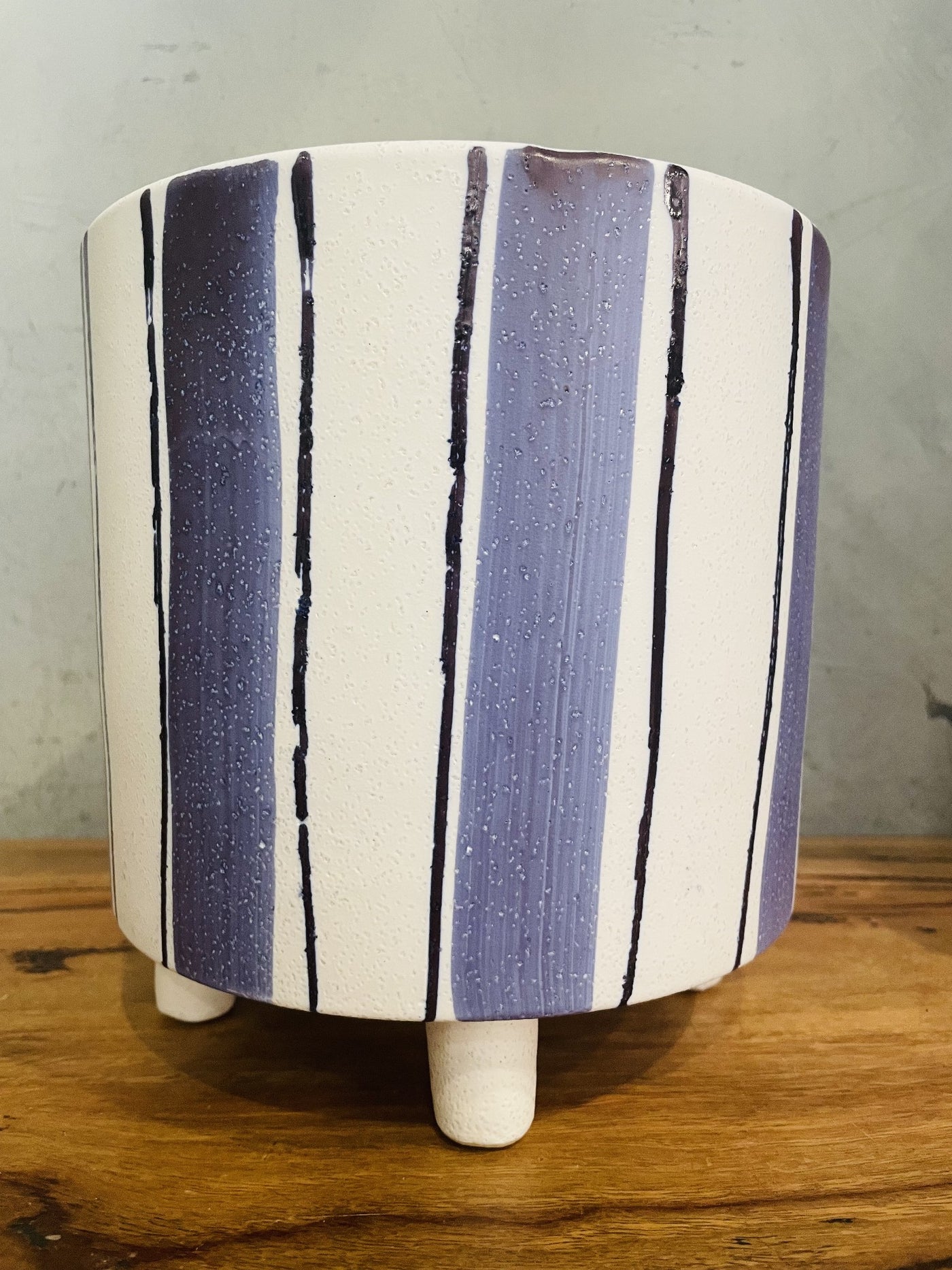 Blue White Stripe Planter [Sz:Large]